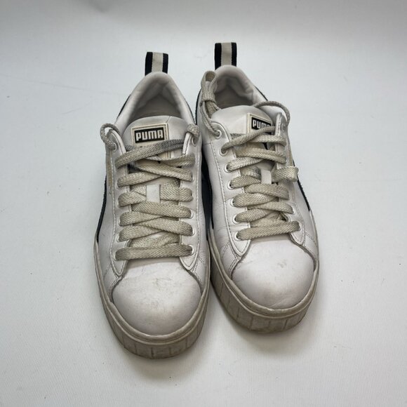 Puma Mayze Platform Womens Size 7 US White Black Athletic Leather Shoes Sneakers - Picture 5 of 14